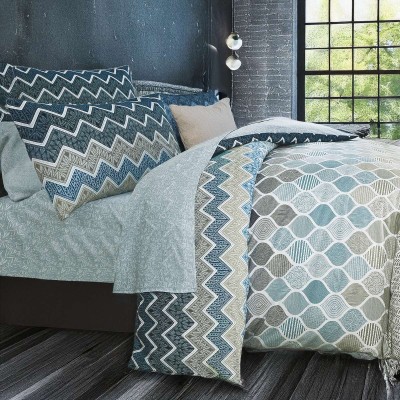 Σετ Σεντόνια King Size Kiris Blue 4Τμχ Με Λάστιχο 180X200+35 Espree